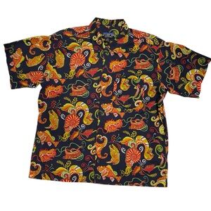 Patagonia 2000 Pataloha Aloha Shirt XL Navy Fish Total Pattern Shirt